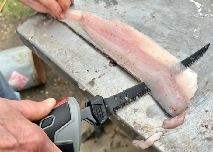 Remove skin from fillets with the 7.5-inch Rapala blade.